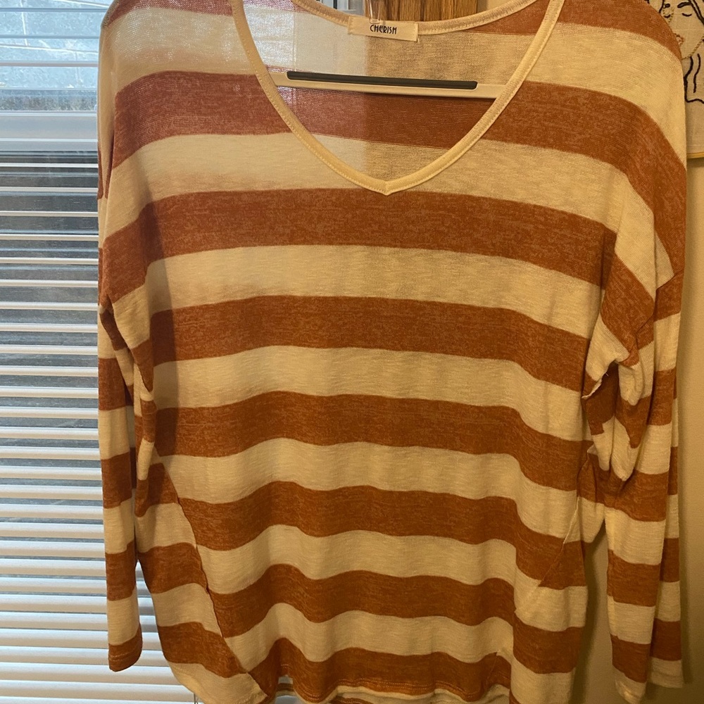 Burnt orange and cream striped top
